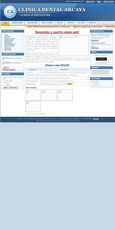 Web antigua de ejemplo: clínica dental