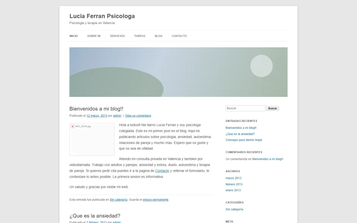 Web antigua de ejemplo de psicóloga