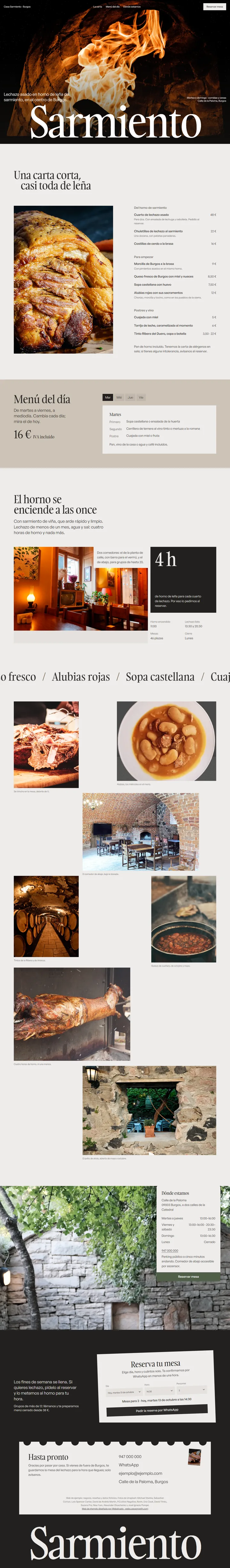 Web de ejemplo completa de Casa Sarmiento (asador)